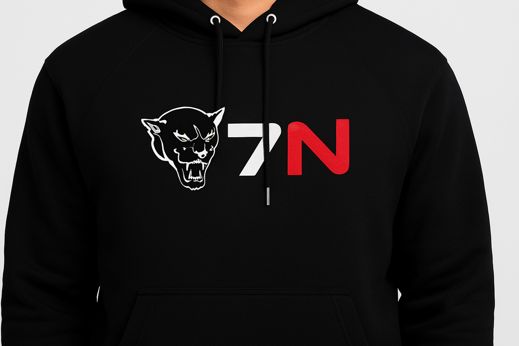 Enhanced Black Hoodie with 7'N Logo