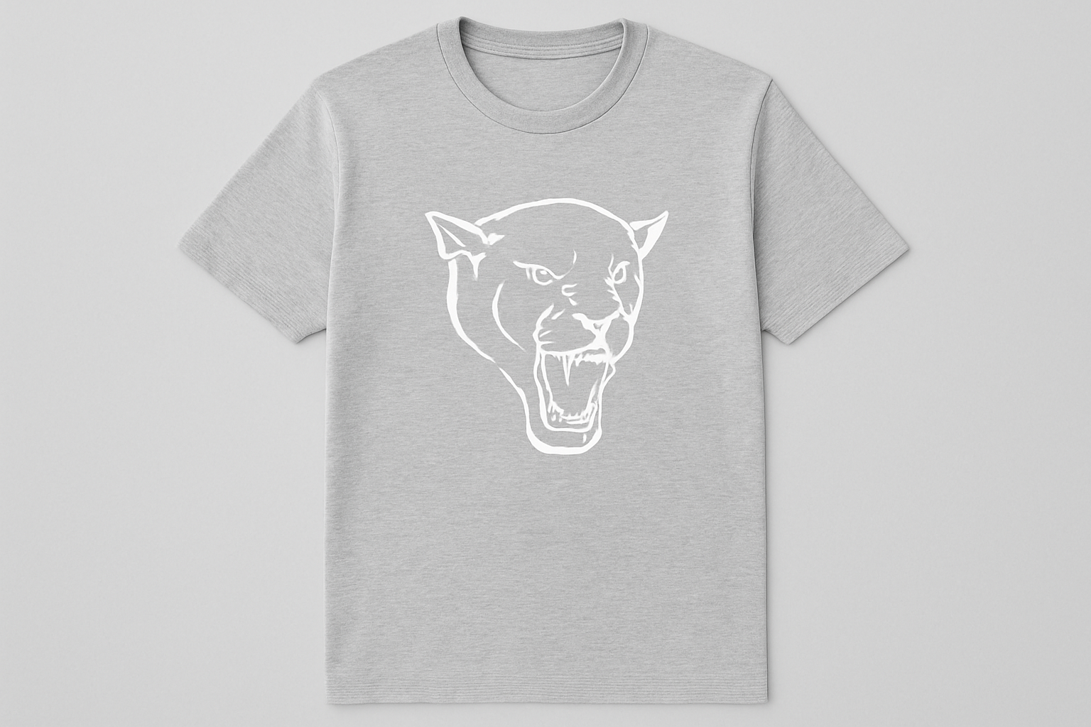 Förbättrad grå t-shirt med panterhuvud