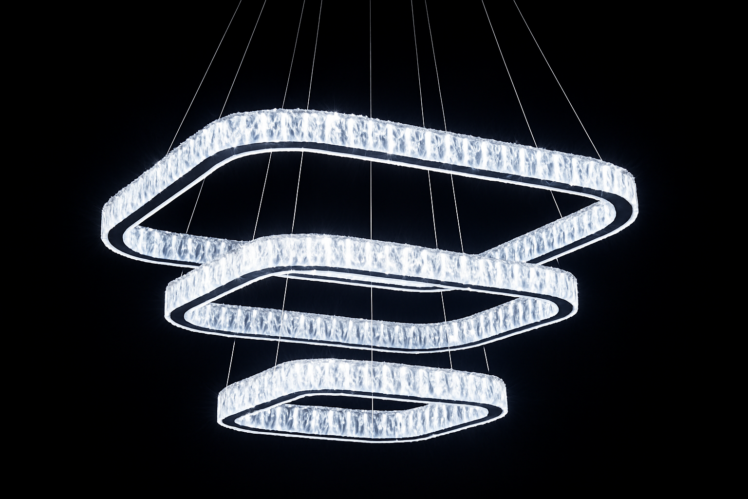 Modern Kristallkrona med Vitt Ljus